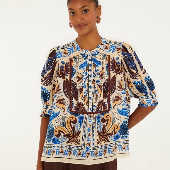 FARM Rio Tops - Farm Rio: Sand Nature Land Blouse